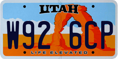 UT license plate W926CP