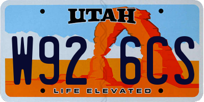 UT license plate W926CS