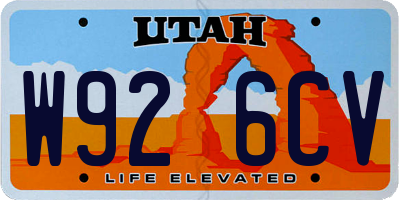 UT license plate W926CV