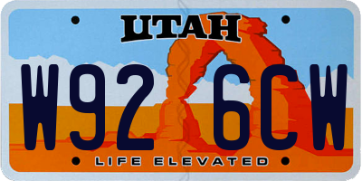 UT license plate W926CW