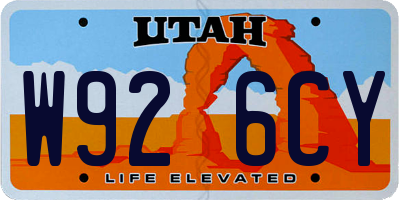 UT license plate W926CY