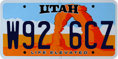 UT license plate W926CZ