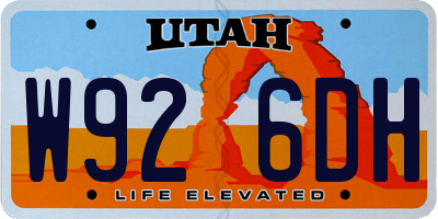 UT license plate W926DH