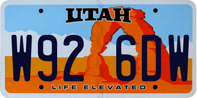UT license plate W926DW
