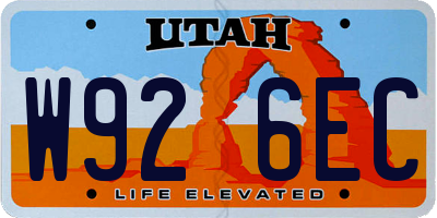 UT license plate W926EC