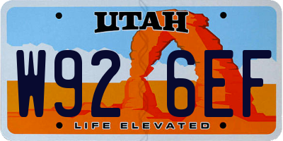 UT license plate W926EF