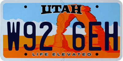 UT license plate W926EH