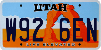 UT license plate W926EN