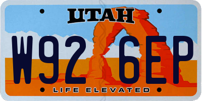 UT license plate W926EP