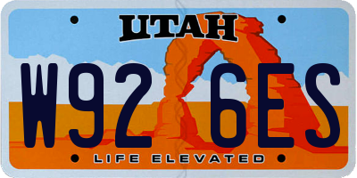 UT license plate W926ES