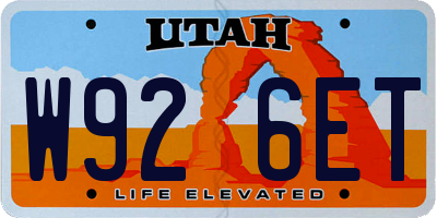 UT license plate W926ET