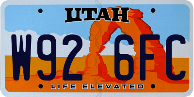 UT license plate W926FC