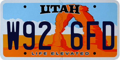 UT license plate W926FD