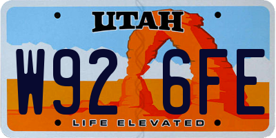 UT license plate W926FE