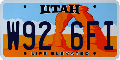 UT license plate W926FI