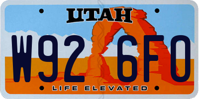 UT license plate W926FO