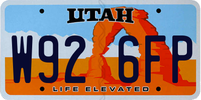 UT license plate W926FP