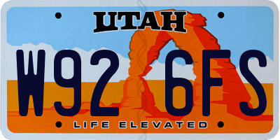 UT license plate W926FS