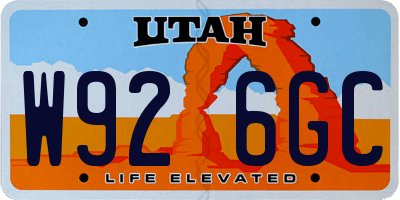 UT license plate W926GC