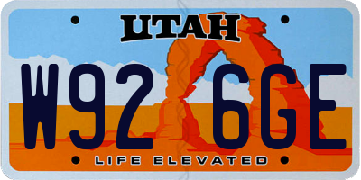UT license plate W926GE
