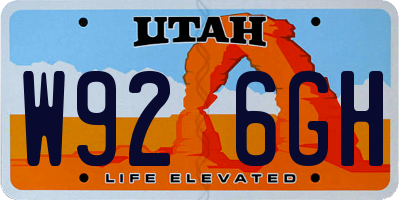UT license plate W926GH