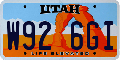 UT license plate W926GI