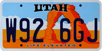 UT license plate W926GJ