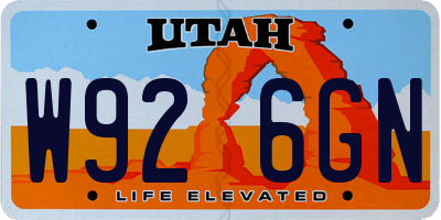 UT license plate W926GN