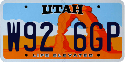 UT license plate W926GP