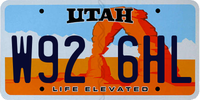 UT license plate W926HL