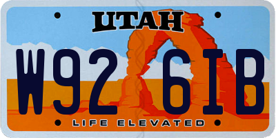 UT license plate W926IB
