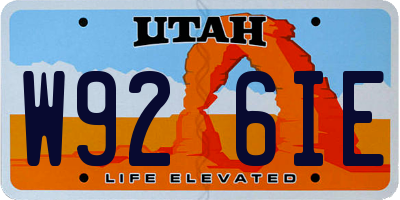 UT license plate W926IE