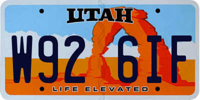 UT license plate W926IF