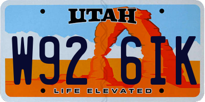UT license plate W926IK
