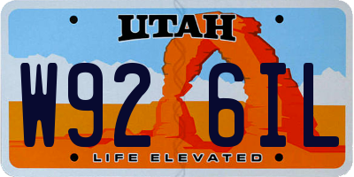 UT license plate W926IL