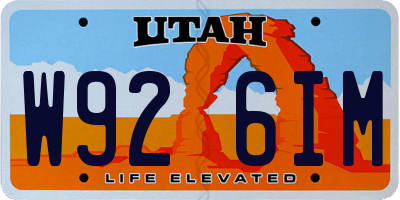 UT license plate W926IM