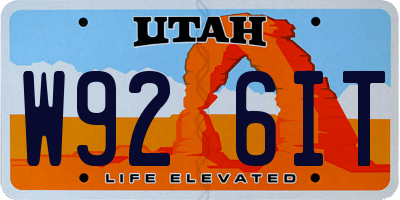 UT license plate W926IT