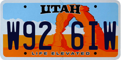 UT license plate W926IW