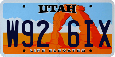UT license plate W926IX
