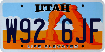 UT license plate W926JF