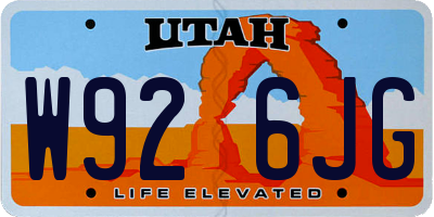 UT license plate W926JG