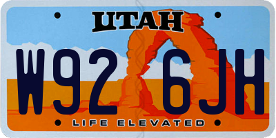 UT license plate W926JH