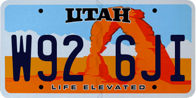 UT license plate W926JI