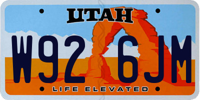 UT license plate W926JM