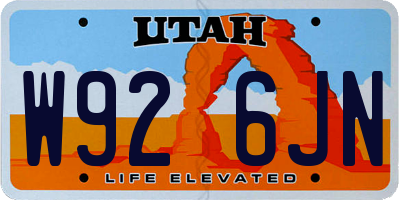 UT license plate W926JN