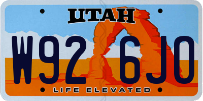 UT license plate W926JO