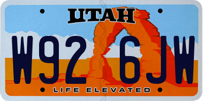 UT license plate W926JW
