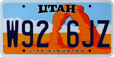 UT license plate W926JZ