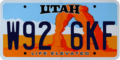 UT license plate W926KF