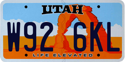 UT license plate W926KL